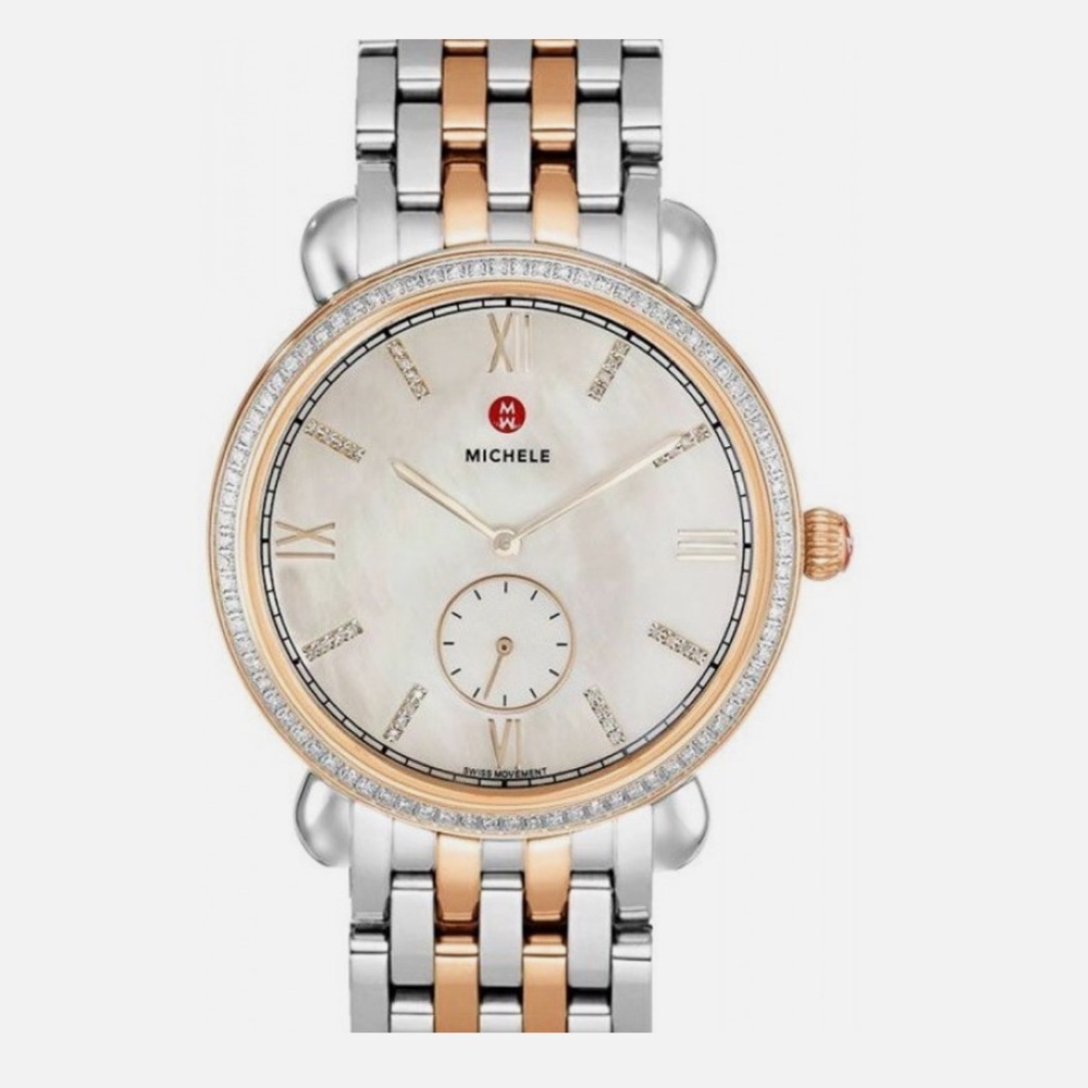 MICHELE Mother of Pearl Diamond Two Tone Watch